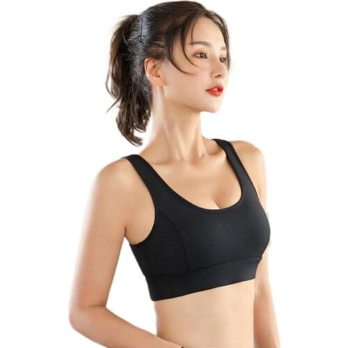 Womens Simple Temperament Fitness Sports Bra Breathable Skin High Elastic Wirefree Sports Underwear HJK3