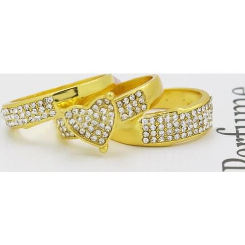 Gold Love Couple Ring Zircon Ring Multi-layered Heart Ring Personality Creative Metal Ring Ladies Engagement Jewelry