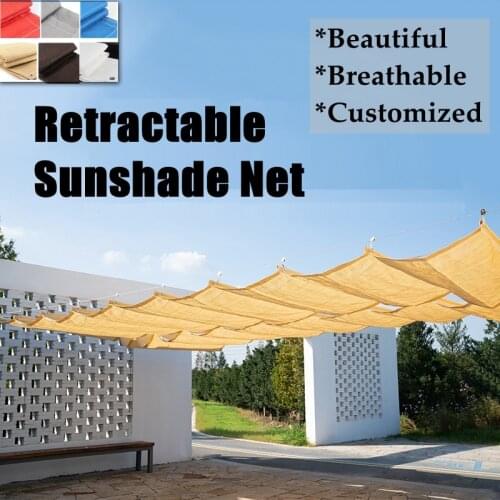 1.2M Width New-Style Telescopic Wave Sun Shade Net Courtyard Pavilion Balcony Shand Cloth Outdoor Swimming Pool Sunshade Sails