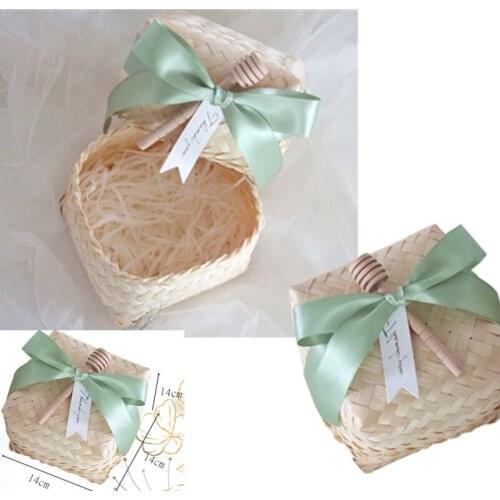 Nordic Style INS Fashion Hand Woven Storage Basket Blue Gift Bags Gift Box Wedding Bride Candy Box 12.5*12.5*12.5cm 1pcs