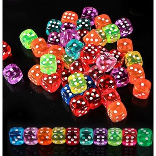10pcs 6 Sided Portable Table Games Dice 14MM Acrylic Round Corner Board Game Dice Party Gambling Game Cubes Digital Dices