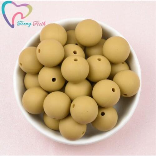 10 PCS Wood Brown 12-15 MM Silicone Round Ball Beads Nursing Accessories Silicone Montessori Toys Baby Nursing DIY Teether Beads