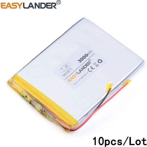 10pcs /Lot 7.4V 3000mAh 965475 lithium Li ion polymer rechargeable battery for tablet pc mp3 mp4 cell phone POWER BANK 955575