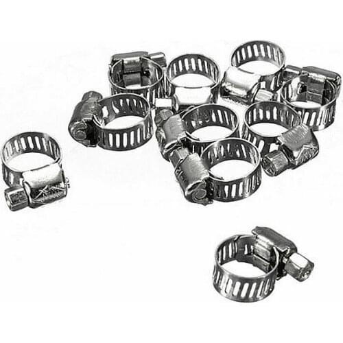 10pcs 6-12mm Stainless Steel Mini Fuel Line Pipe Hose Clamp Clip Optional Size for Air Water