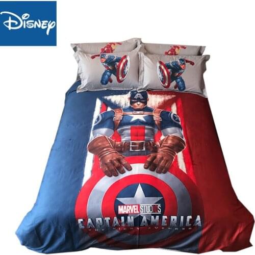 3D marvel Captain America comforter cover sets twin size boys cartoon homd decor egyptian cotton queen bedding bed linen 3-4pcs