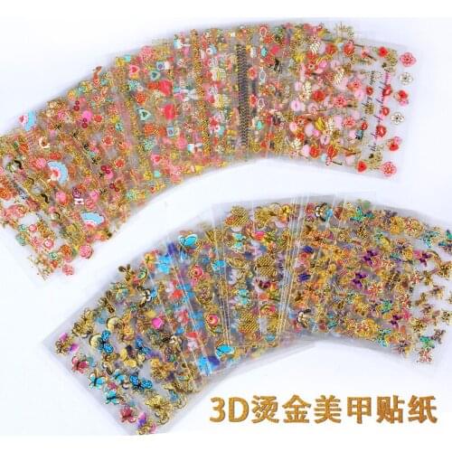 30pcs Nail Deco Ultra- Thin Self Adhesive Stickers 3D Butterfly Color Cartoon Cute Nail Sticker Bronzing Waterproof Nail Sticker