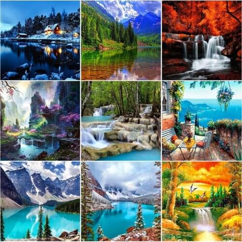 5D DIY Diamond Painting Scenery Waterfall Full Square Diamond Embroidery Landscape Mosaic Picture Of Rhinestones Home Decor Gift