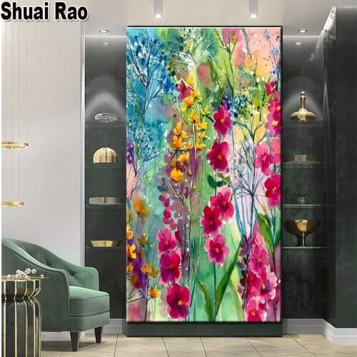 5d diy diamond painting Watercolor Flowers,diamond embroidery full round drill rhinestone cross stitch mosaic Diamond Poppies