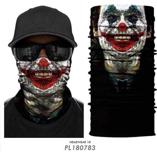 Tube Buff Bandana Skull Headband Clown Neck Gaiter Face Cover Headwear Halloween Ski Balaclava Protective Shield Biker Half Mask
