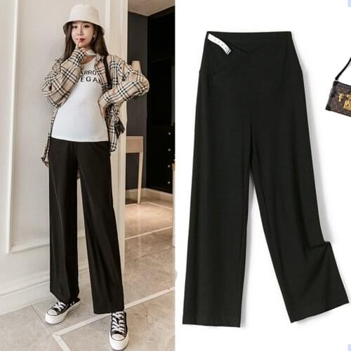 Pregnant womens wide-leg pants spring and autumn waist thickening pregnant women belly lift pants casual loose pregnant women p