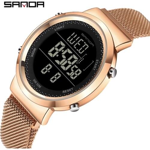 2020 Sanda Brand Lover Watches Men Women Fashion Couple Dress Digital Sport Male Clock Waterproof Gold Watch Relogio Masculino
