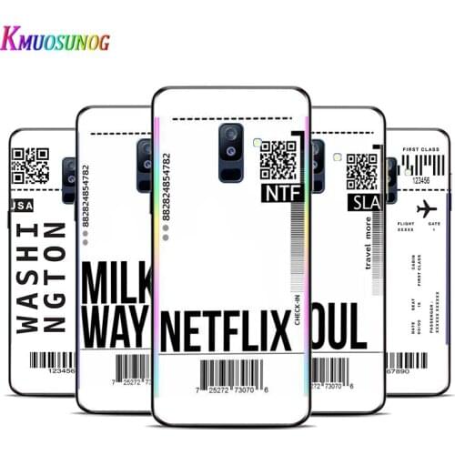 Fashion Travel Air Ticket For Samsung Galaxy A3 A5 A6 A7 A8 A9 A6S A8S A9S Star Plus 2016 2017 2018 Black soft TPU Phone Case
