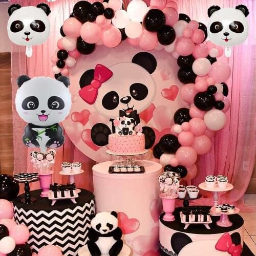 Black White Pink Balloon Garland Kit Panda Themed Party Supplies Latex Balloons for Baby Shower Girls Birthday Wedding Bridal
