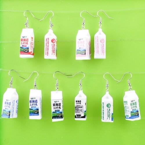 DIY fashion girl resin 3D cubic kawaii milk earrings drop dangle earrings milk earing jewelry women boutique bijoux ornament