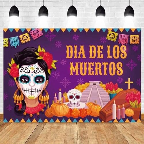 Yeele Day of the Dead Background Cross Coffin Mask Girl Purple Backdrop Baby Photographic Photography Photo Studio Photophone