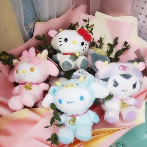 Kawali Kuromi My Melody Cinnamorol Dogs Cats Soft Stuffed Plush Dolls Cute Anime Decorate Keychina Adult Kids Toys Girls Gift