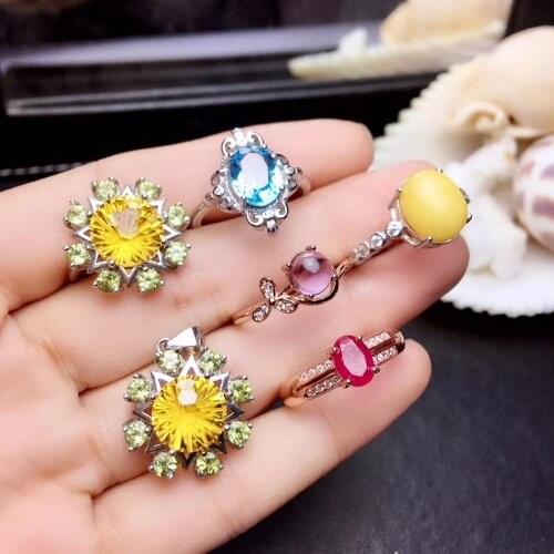 Classic gemstone earrings ring and necklace jewelry set with 925 silver Festival promotion valid for two days