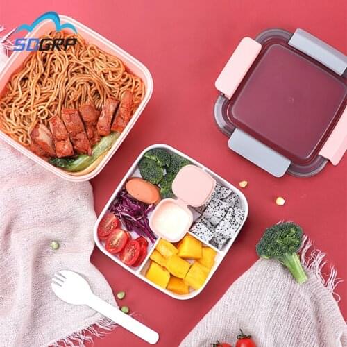 Heated Lunch Box for Kids School with CompartmentsTableware Kitchen Food Container Microwaveable Bento Box Leakproof with Spoon