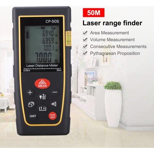 Yieryi CP-50S Laser Distance Meter 50m 164ft with Horizontal Bubble Measurement Area/volume Rangefinder Measurement Tool