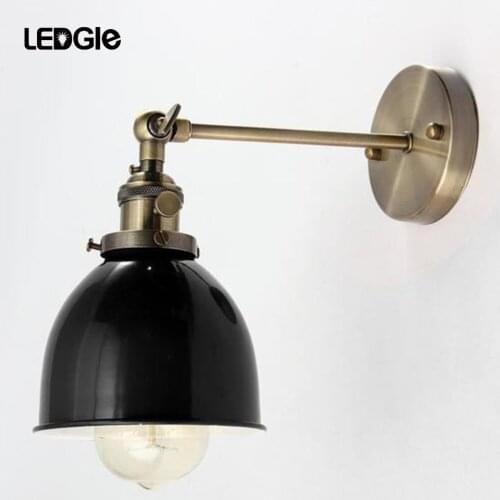LEDGLE Industrial Wall Lamp Vintage Wall Light Fixture Simple Wall Sconce with E27 Lamp Base, Black