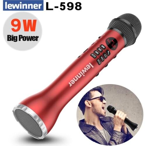 Lewinner Wireless Microphone Handheld Karaoke Bluetooth Speaker LED Display Screen TF Card Singing Recorder Sing Anywhere Anytim