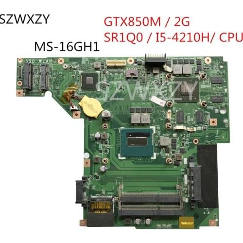 SZWXZY For MSI GE60 GP60 Laptop Motherboard With (GTX850M / 2G) (SR1Q0 / I5-4210H/ CPU) N15P-GT-A2 DDR3L MS-16GH1 100% Working