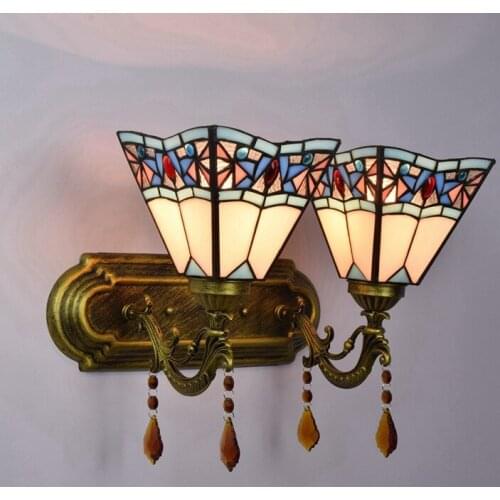 Tiffany fashion European style wall lamp Baroque Bohemia mirror light rustic bed-lighting lamps