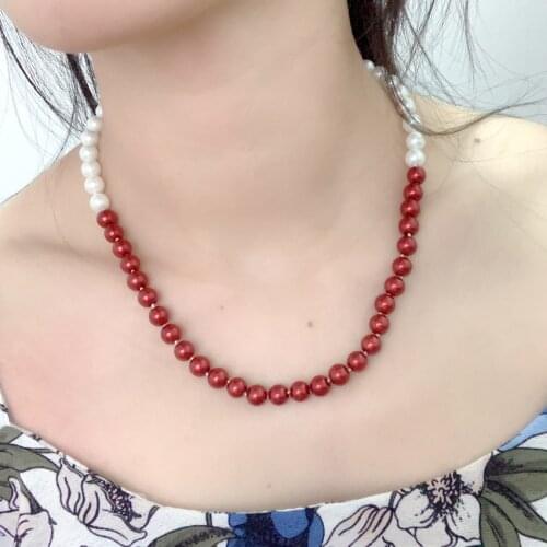 Fashion Statement Women Necklace Round Glass Shell Pearl Choker Beads Chain Simulated Shells Pearls Gifts Wedding Jewelry A908