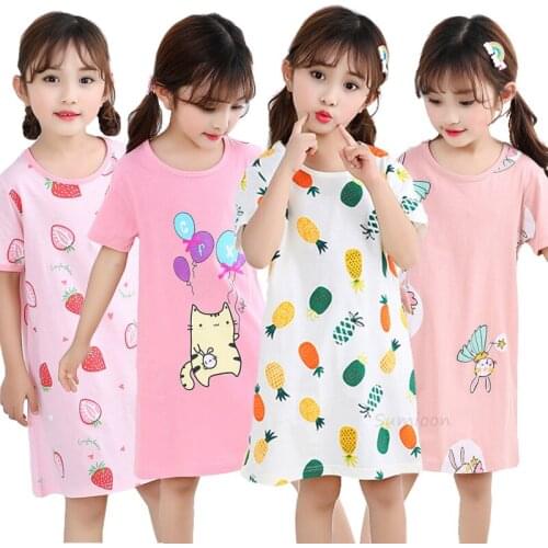 New Childrens Nightdress Girls Cotton Nightgowns Baby Mother Kids Cotton Pajamas Girls Parent-child Dress Kids Girl Sleepwear