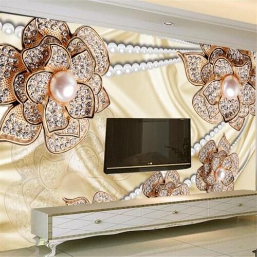 Beibehang Custom large fresco wallpaper 3d diamonds flowers papel de parede background wall paper living room decorative murals