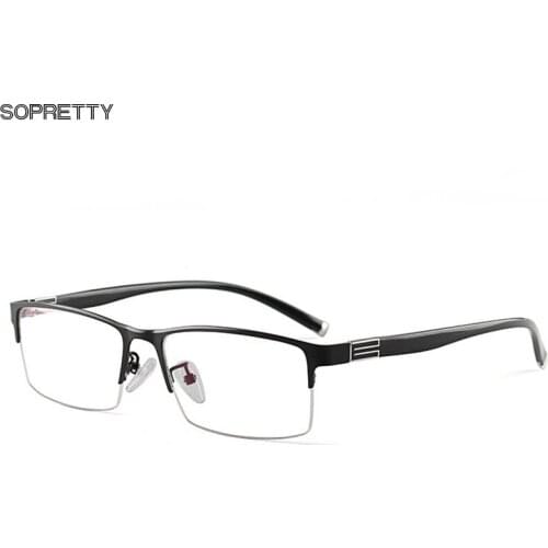 Titanium Alloy Semi Optical Glasses Frame Men Ultralight Square Myopia Prescription Eyeglasses 2019 Male Metal Eyewear Frames