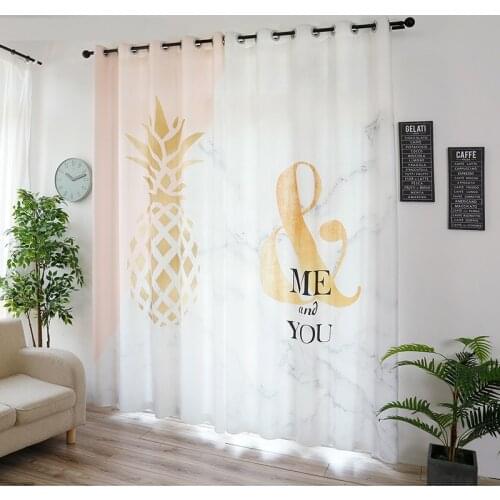 Custom Window Curtains for Living Room Bedroom Nursery Kid Children Room Window Tulle Sheer Drapes Pineapple Treble Clef White