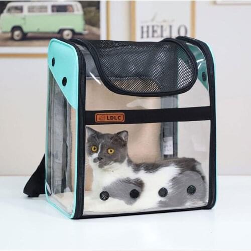 Transparent Pet Backpack PVC Dog Bag Cat Backpack Folding Cat Bag Large Capacity Space Bag Outing Portable Pet Crate