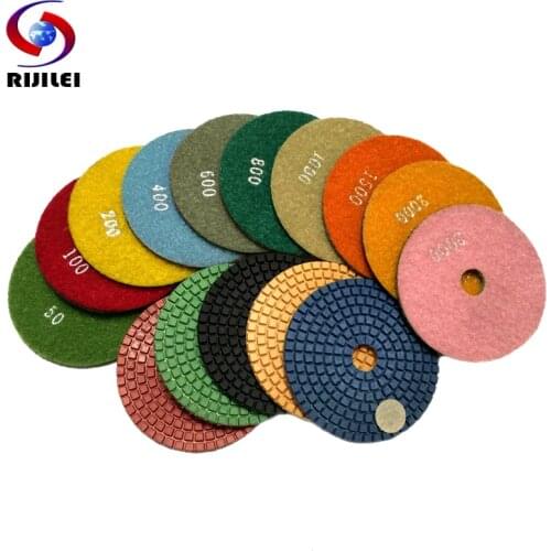 RIJILEI 10 Pcs/Lot 4 Inch/100mm Wet Polishing Pads/Granite Polishing Pads /Diamond Polishing Pad For Marble Diamond Tools (4DS1)