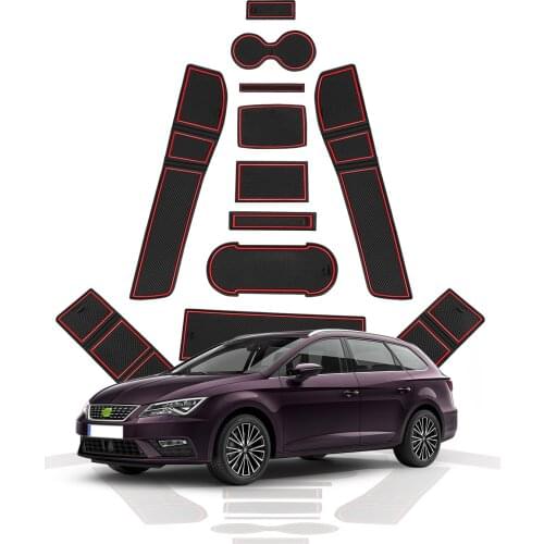 RUIYA For Leon Cupra 5F 2017 2018 2019 Car Door Groove Mat Anti-slip Slot Pad Auto Interior Organizer Accessories White/Red