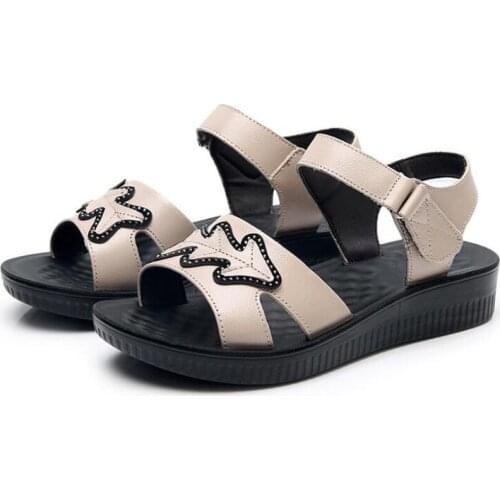 2020 Newest Cowhide Genuine Leather Sandals Non-slip Comfort Summer Fashion Casual Sandals Light Soft Bottom Wedge Women Sandals