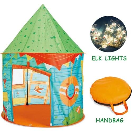 Foldable Children Castle Playhouse Christmas Green Tent for Kids Outdoor Camping Tent with Handbag Indoor Toys Gift for Baby Boy