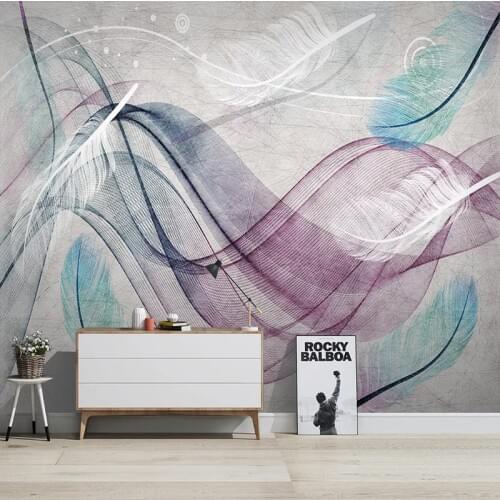 Modern Abstract Art Wallpaper 3D Colorful Feather Line Murals Living Room TV Sofa Background Wall Decor Papel De Parede Frescoes