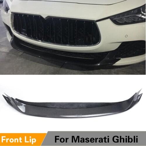 Carbon Fiber Front Bumper Lip Spoiler for Maserati Ghibli Base and S and S Q4 Sedan 4-Door 2014 - 2017 Bumper Guard Splitters