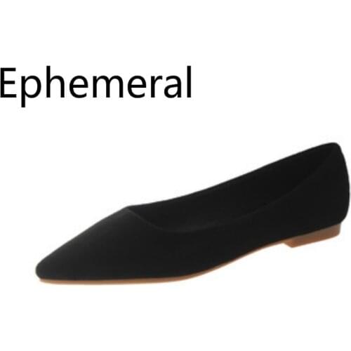 Ladies Flock Flats Shallow Mouth Pointy Toe Slip-on Candy Color Claussure Femme Plus Size 2019 Fashion New Style Hot Selling 45