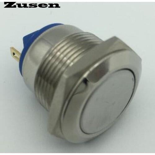 Zusen 19mm flat head Soldering pins Momentary Nickel-plated brass Metal Push Button Switch(ZS19F-10/J/N)