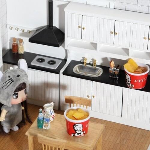 1:12 Dollhouse Kitchen Food Accessories Lovely Mini Fried Chicken Bucket Toy Model