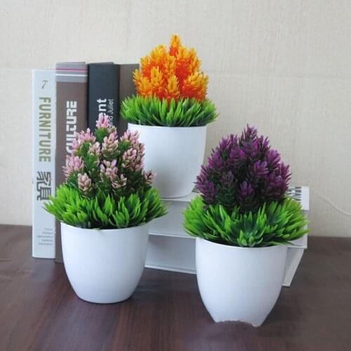 1pcs Plastic Artificial Plant Potted Table Ornaments Christmas Simulation Bonsai Craft Green Plant Room Decoration