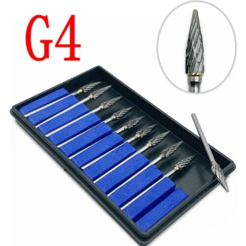 10pcs/set G4 Tungsten Steel Dental Carbide Burs Drill 2.35mm Shank Dental Lab Nail Drill Polishing Burs
