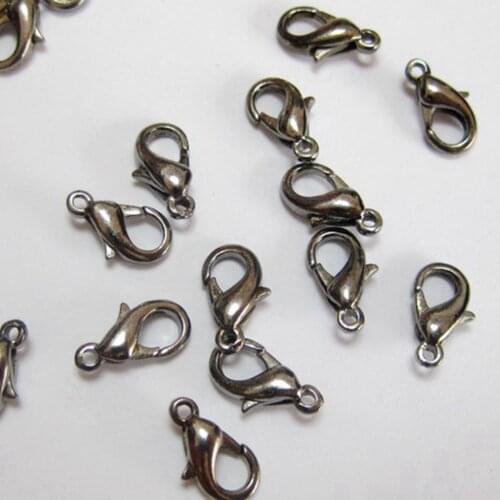 100 Gunmetal Tone Jewelry Lobster Clasp Findings 12X6mm