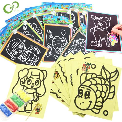 20Pcs Early Educational Learning Creative Drawing Toys for Children Magic Scratch Art Doodle Pad Sand Painting Cards Gifts GYH
