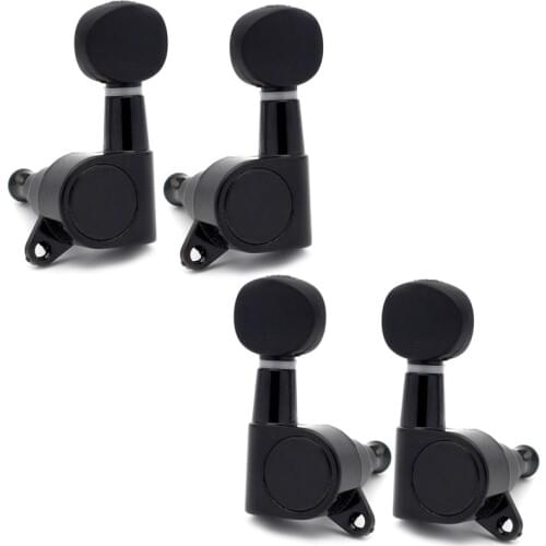 4pcs Ukulele Tuning Pegs Small oval Concave Button Sealed-gear String key Machine Tuners Heads Black/Silver