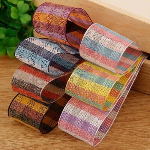 5 yards Contrast Striped Snow Gauze Ribbon for Diy Hairwear Accessories Bouquet Cake Gift Box Packaing Material Clothing Trims