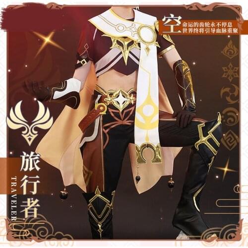 Anime Genshin Impact Traveler Paimon Game Suit Uniform Cosplay Costume Halloween Outfit For Women Men New 2020