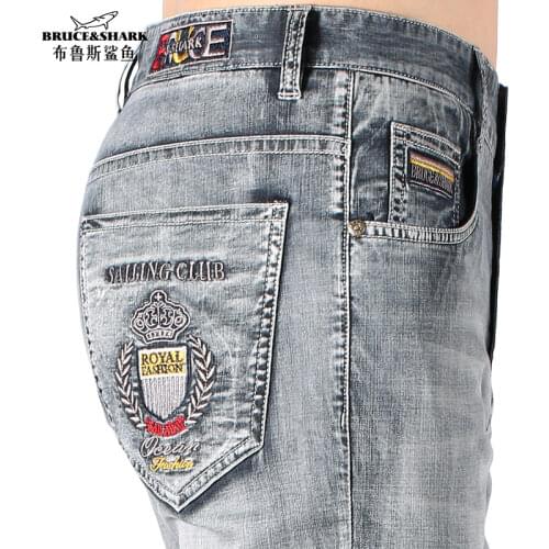 Bruce&Shark 2021 New Summer Men Jeans Thin Stretch Cotton Straight Casual Fashion Denim Jeans Cowboys mens Jeans Top Washed